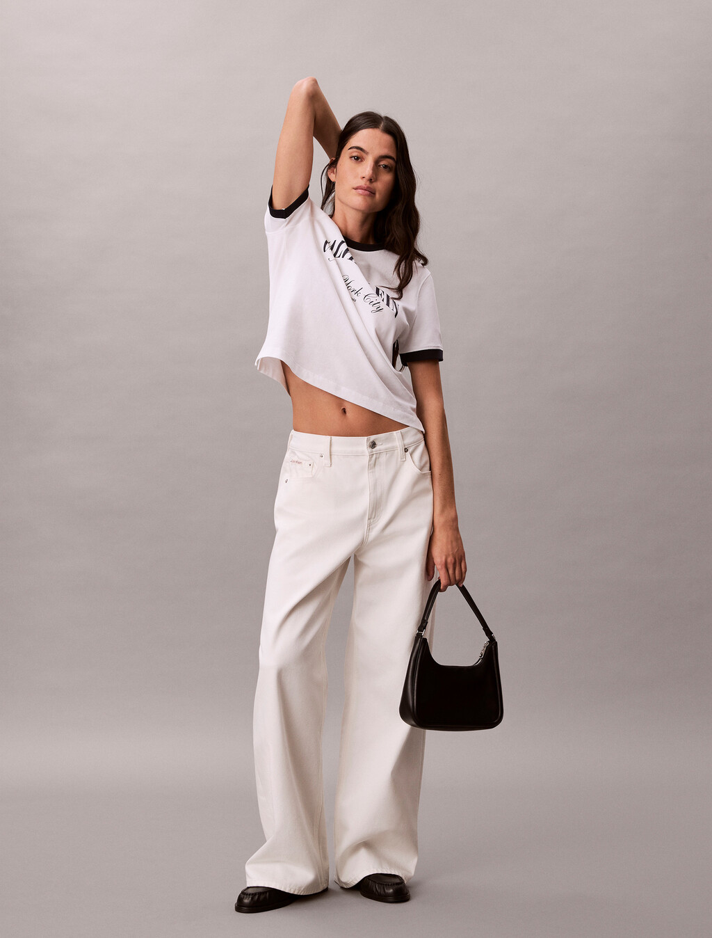 Heritage Logo Relaxed Ringer Tee, Bright White, hi-res