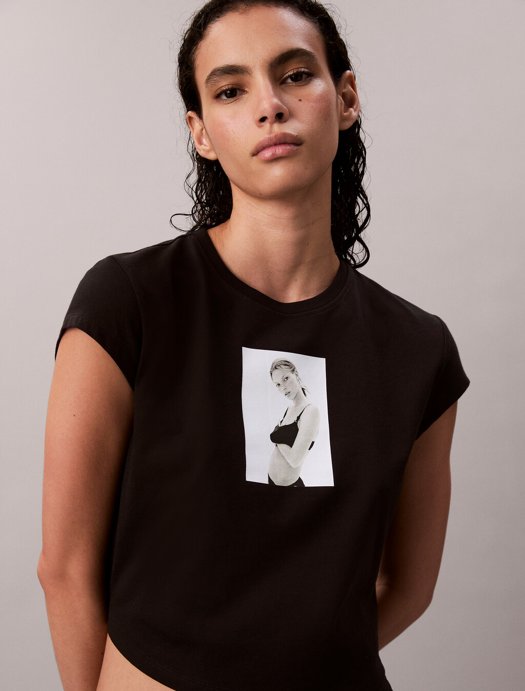 Kate Moss 圖案緊身 T 恤, Black, hi-res