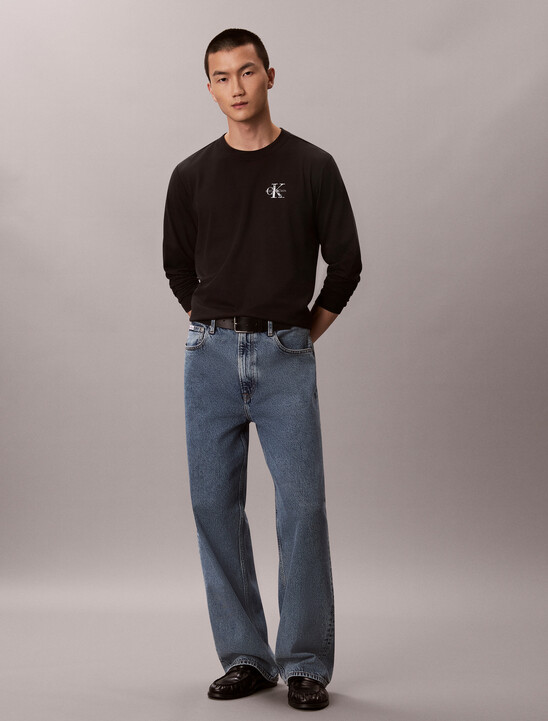 Distressed Monogram Long Sleeve Tee
