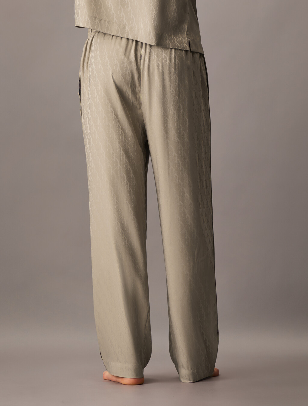 緞面提花睡裝長褲, 17715 HOLIDAY SHINE LOGO+VINTAGE KHAKI, hi-res