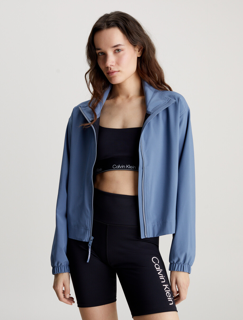Cropped Zip Up Jacket, CERAMIC BLUE, hi-res