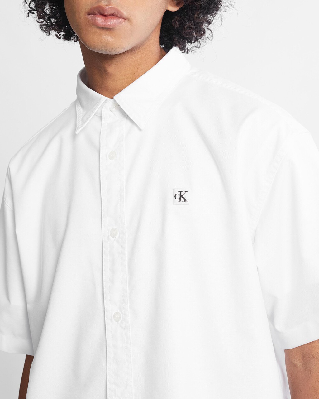 Ck Badge Coolmax Oxford Shirt, Bright White, hi-res