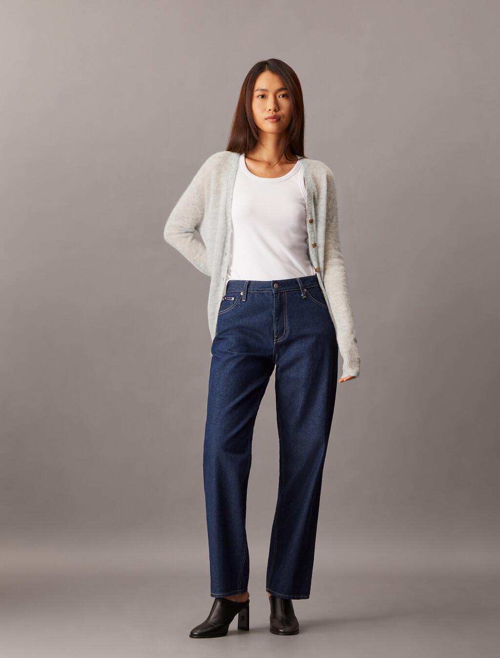Sheer Alpaca Open Gauge Cardigan, Executive Blue, hi-res