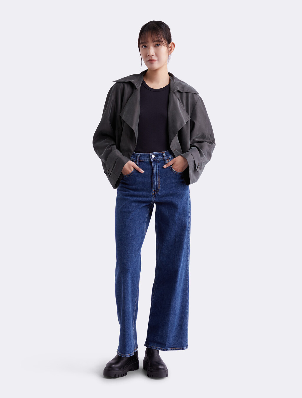 Cropped Trench Coat, Mulch, hi-res