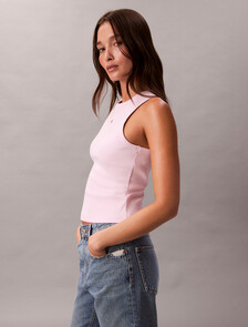 棉質彈性羅紋針織背心, Pearly Pink, hi-res