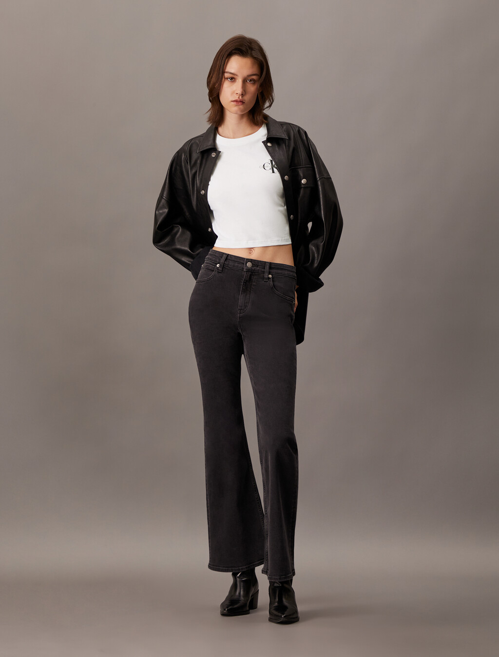 Monogram Cropped Tee, Bright White, hi-res