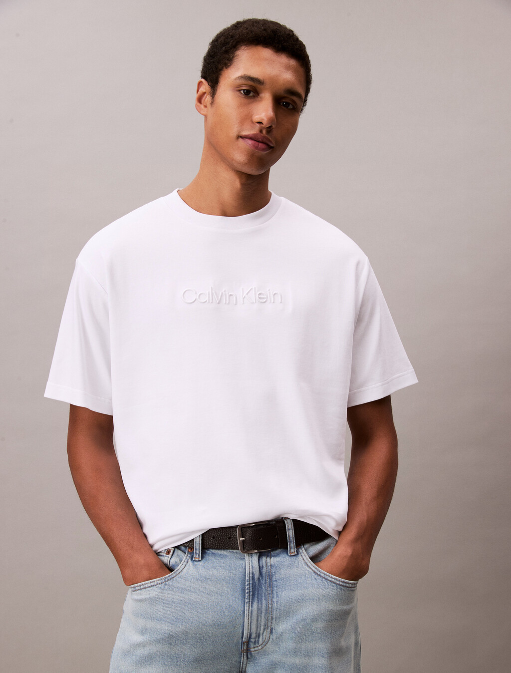 Calvin Klein 標誌 T 恤, Bright White, hi-res