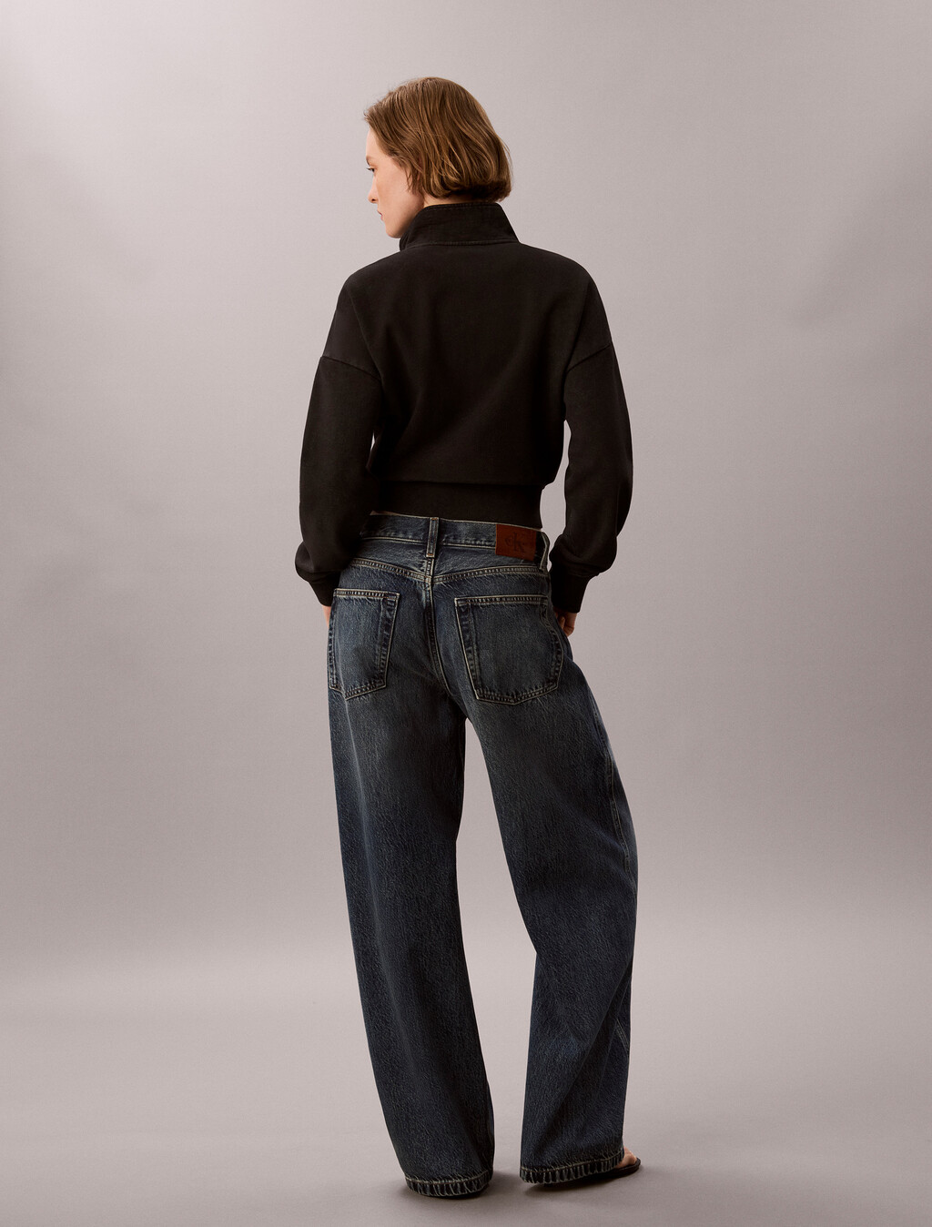 Relaxed Quarter Zip Sweatshirt, Black, hi-res