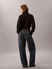 Relaxed Quarter Zip Sweatshirt, Black, hi-res