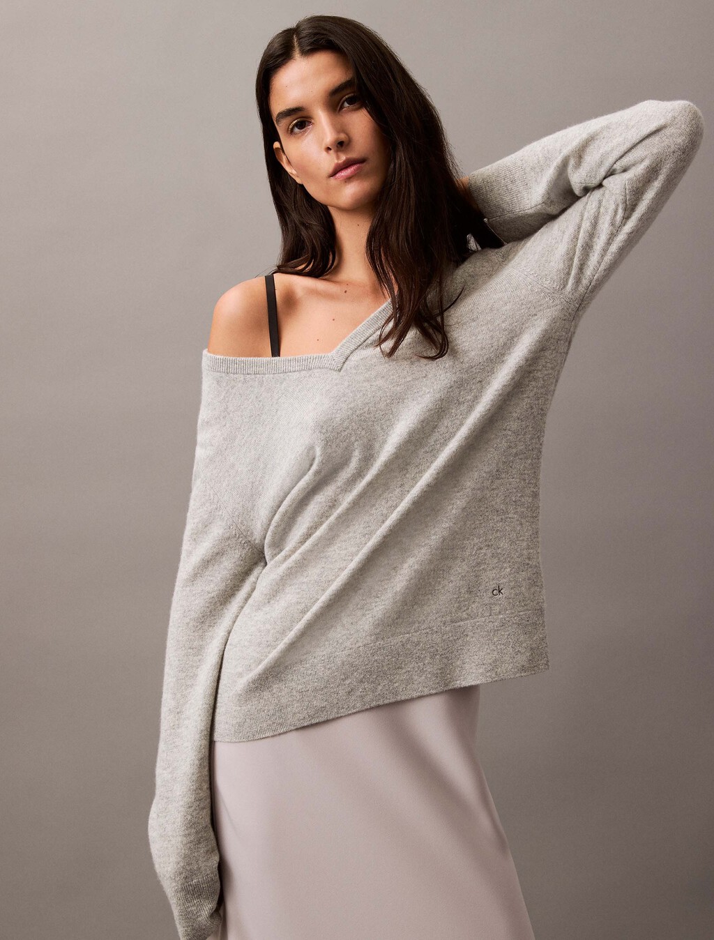 山羊絨 V 領毛衣, B10 Grey Heather, hi-res
