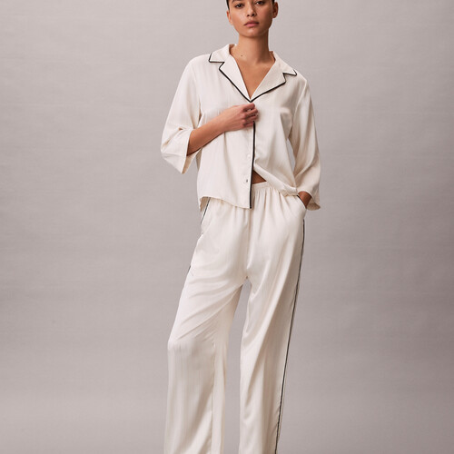 亮面緞面睡褲 DOTTED LOGO PINSTRIPE IVORY