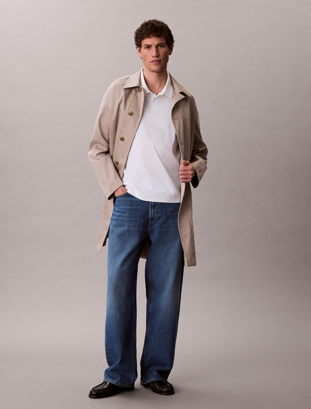 絲光棉修身 Polo 衫, Bright White, hi-res