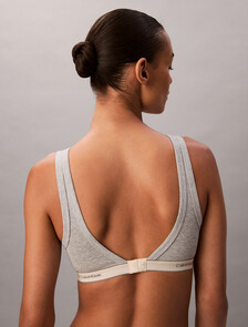 Lightly Lined Triangle Bralette - Heritage Cotton Stretch, Grey Heather, hi-res
