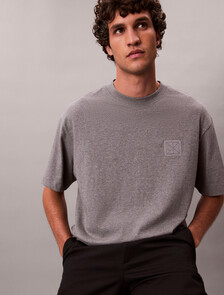 CK 徽章貼飾 T 恤, Med Grey Heather, hi-res