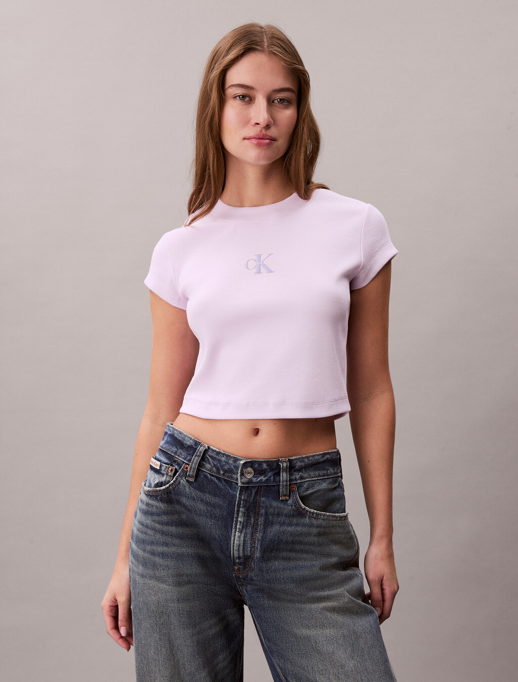 Slim Cropped Monogram T-shirt, Island Lilac, hi-res