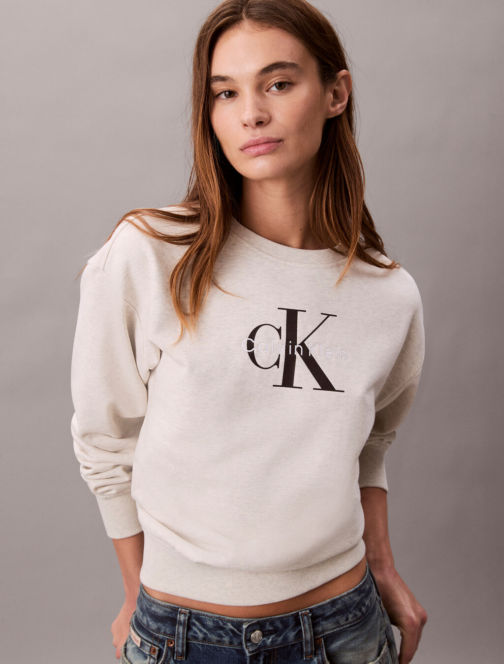 Monogram 短版運動衫, Vanilla Heather, hi-res