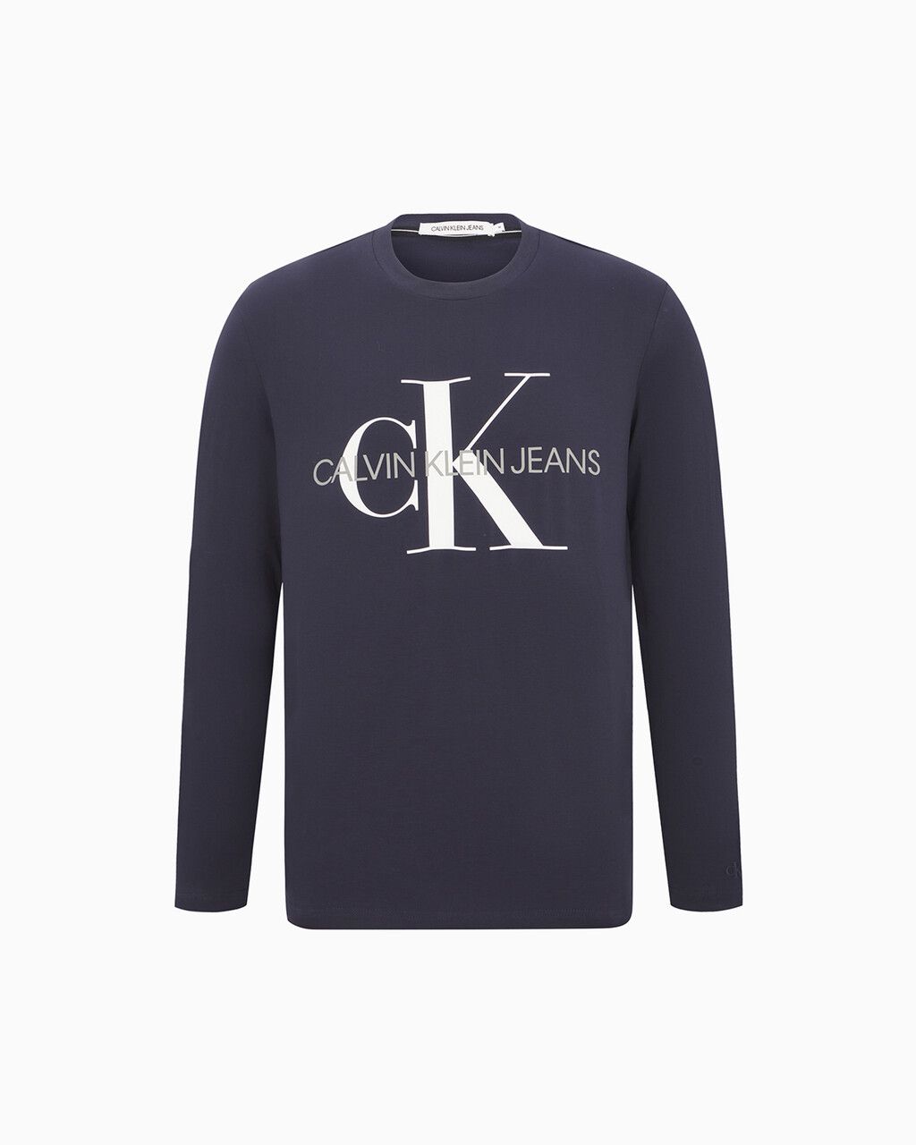 Calvin Klein Jeans Varsity Traveling Logo Long Sleeve Tee in Black