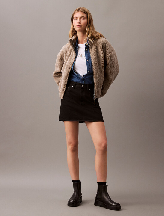 High Rise Denim Mini Skirt