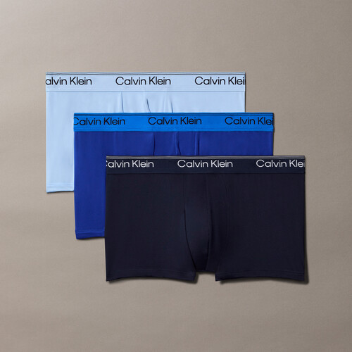3 件裝低腰平口內褲 - Microfibre Stretch shoreline/ royalty/ blue bell
