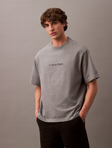 Calvin Logo 圓領上衣, Medium Grey Heather, hi-res