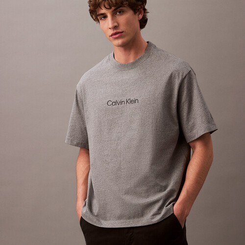 Calvin Logo 圓領上衣 Medium Grey Heather