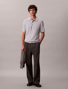 絲質山羊絨 Polo 毛衣, Gray Marble, hi-res