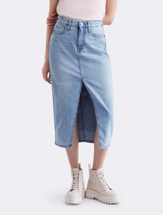 Front Split Maxi Denim Skirt
