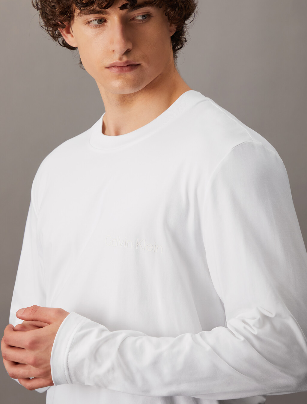 經典標誌長袖 T 裇, Bright White, hi-res