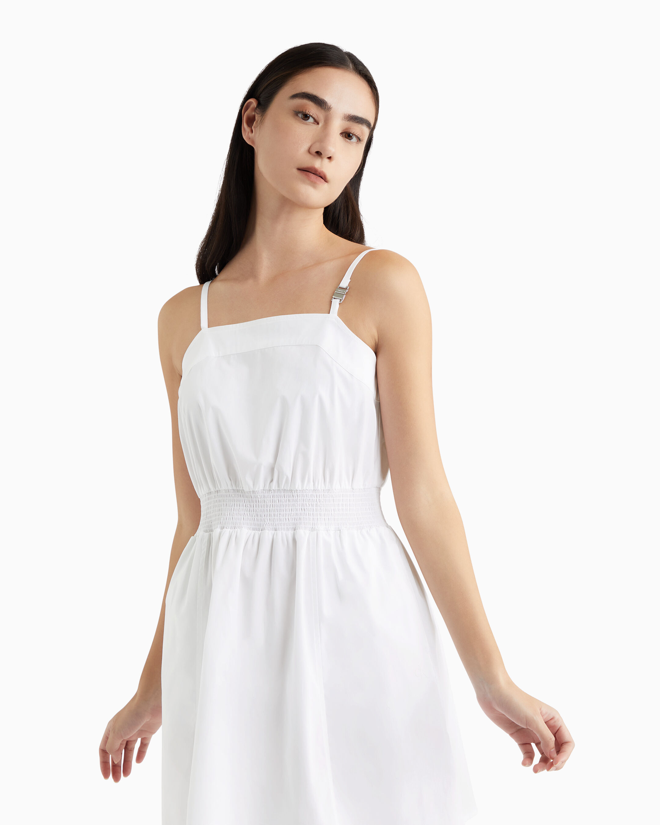 Modern Metals Shirt Dress With Logo Charm white Calvin Klein