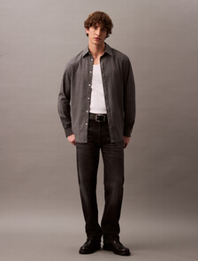 Relaxed Wool Blend Button-Down Shirt, Grey Heather, hi-res