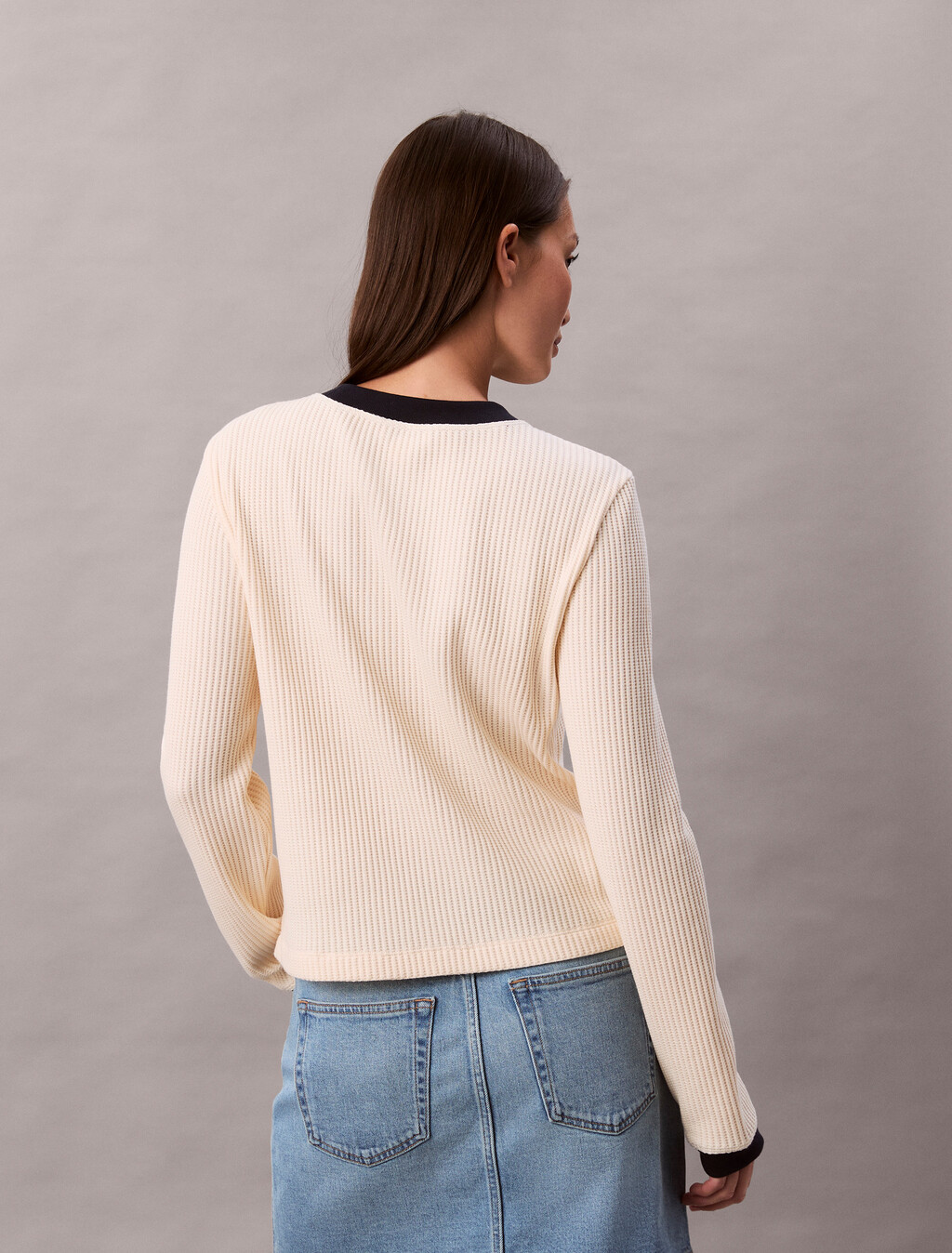 Long Sleeve Waffle T-shirt, Shortbread, hi-res