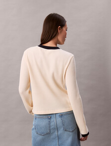 Long Sleeve Waffle T-shirt, Shortbread, hi-res