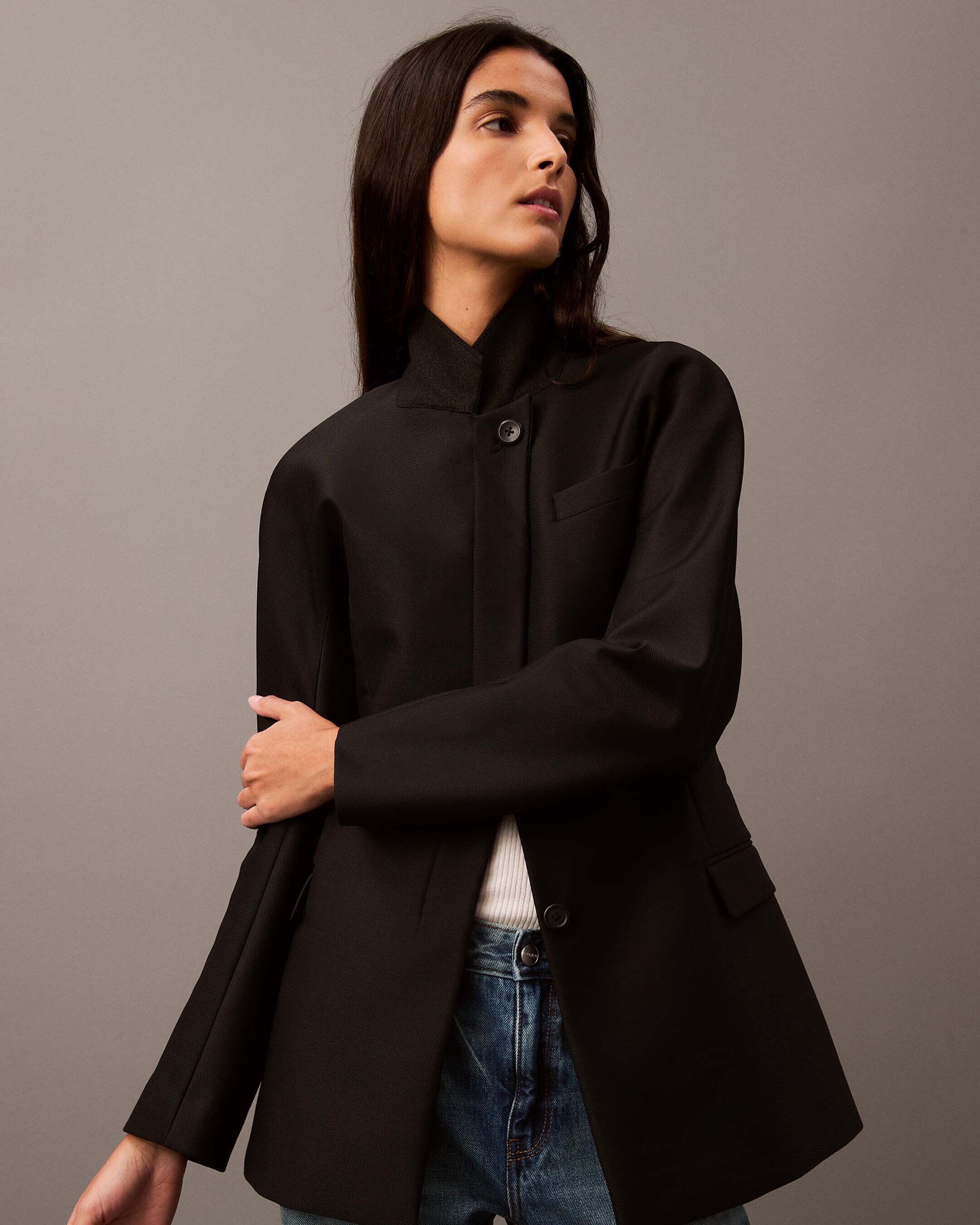Cavalry Twill Shaped Jacket | black | Calvin Klein Taiwan