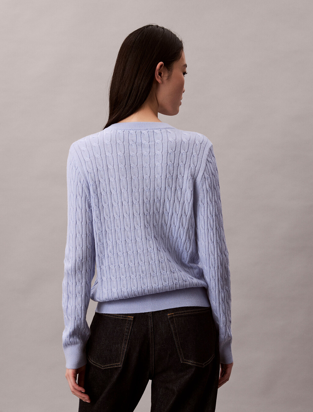 Merino Wool Blend Cable Cardigan, Casual Blue, hi-res