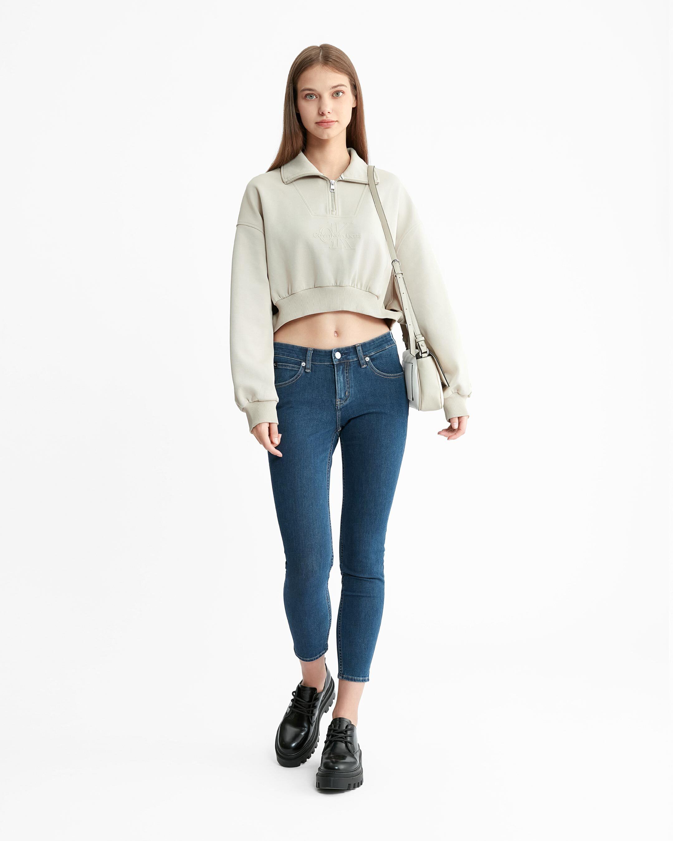 Calvin klein modern cropped on sale hoodie sweatshirt