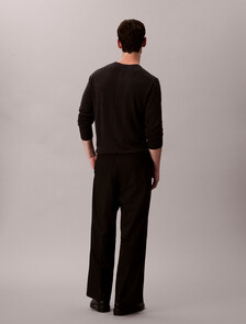 Wide Leg Pleated Viscose Pant, Black, hi-res