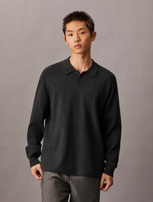 Tech Knit Sweater Polo Shirt, Gunmetal Htr, hi-res