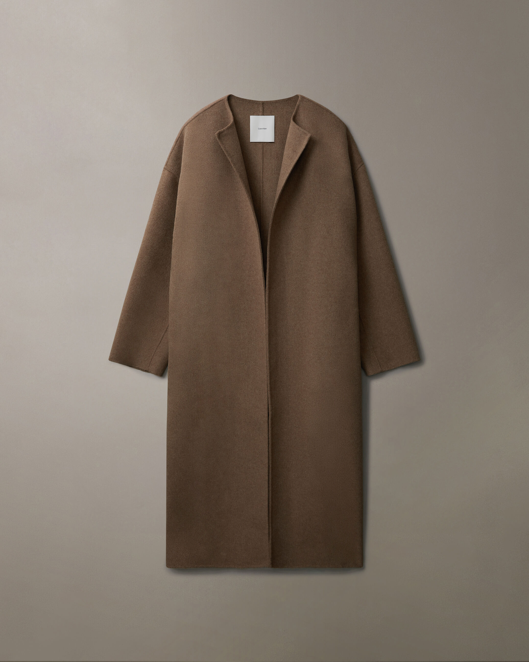 Cashmere Wool Blend Collarless Wrap Coat | yellow | Calvin