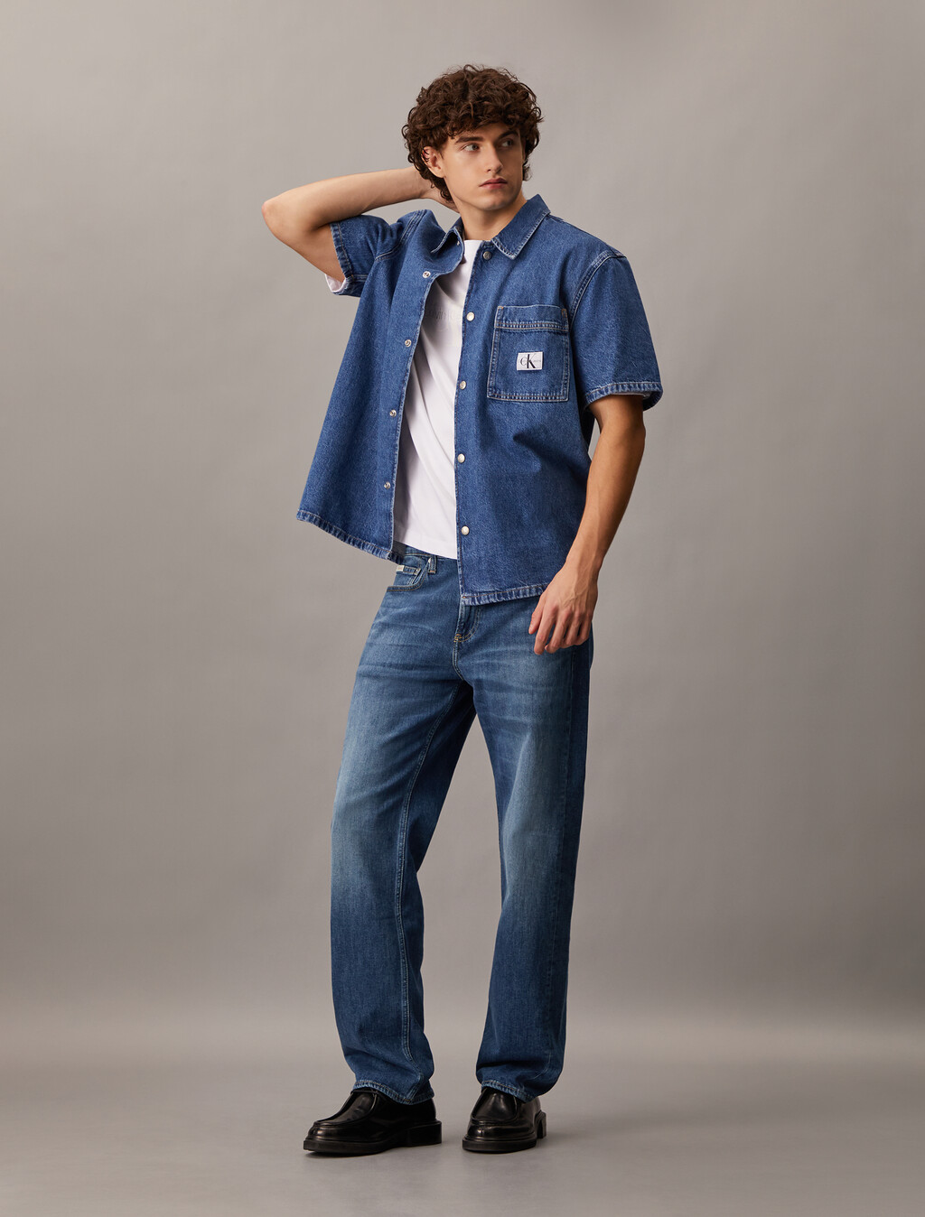 永續 90 年代直筒牛仔褲, Denim Medium, hi-res