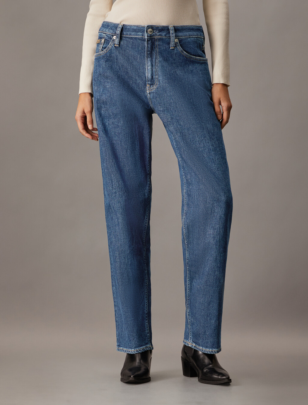 義大利布邊 90 年代直筒牛仔褲, Denim Dark, hi-res