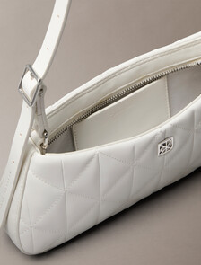 Quilted Emblem Logo Small Shoulder Bag, Lily White, hi-res