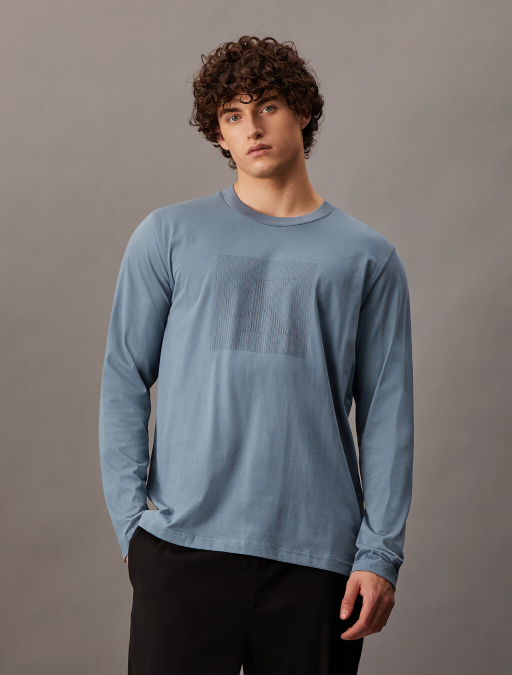 Graphic Monogram Relaxed Long Sleeve Tee, China Blue, hi-res