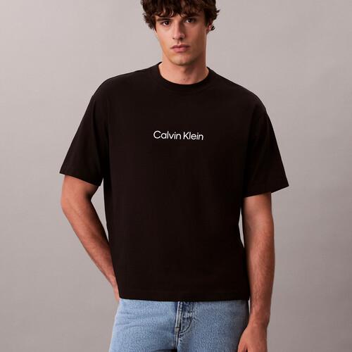 Calvin Logo 圓領上衣 Black