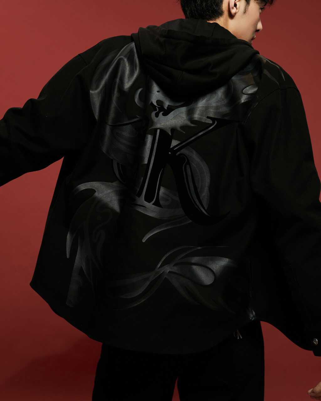 Year of the Dragon Hooded Jacket, Ck Black, hi-res