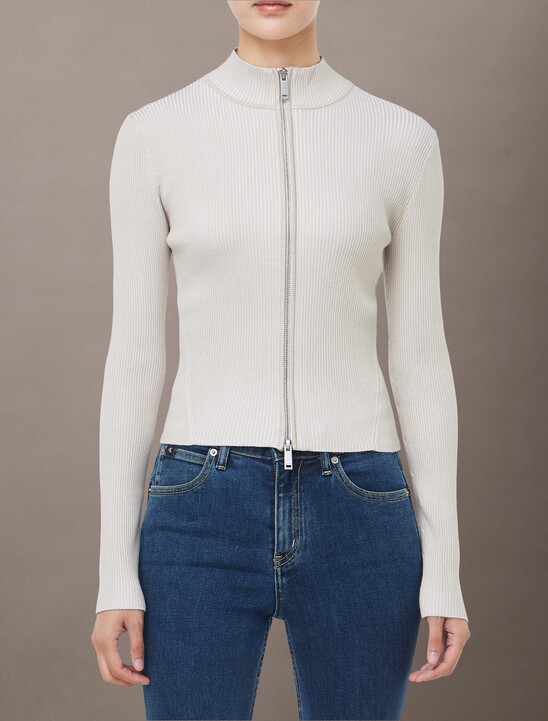 立體針織拉鍊開襟外套