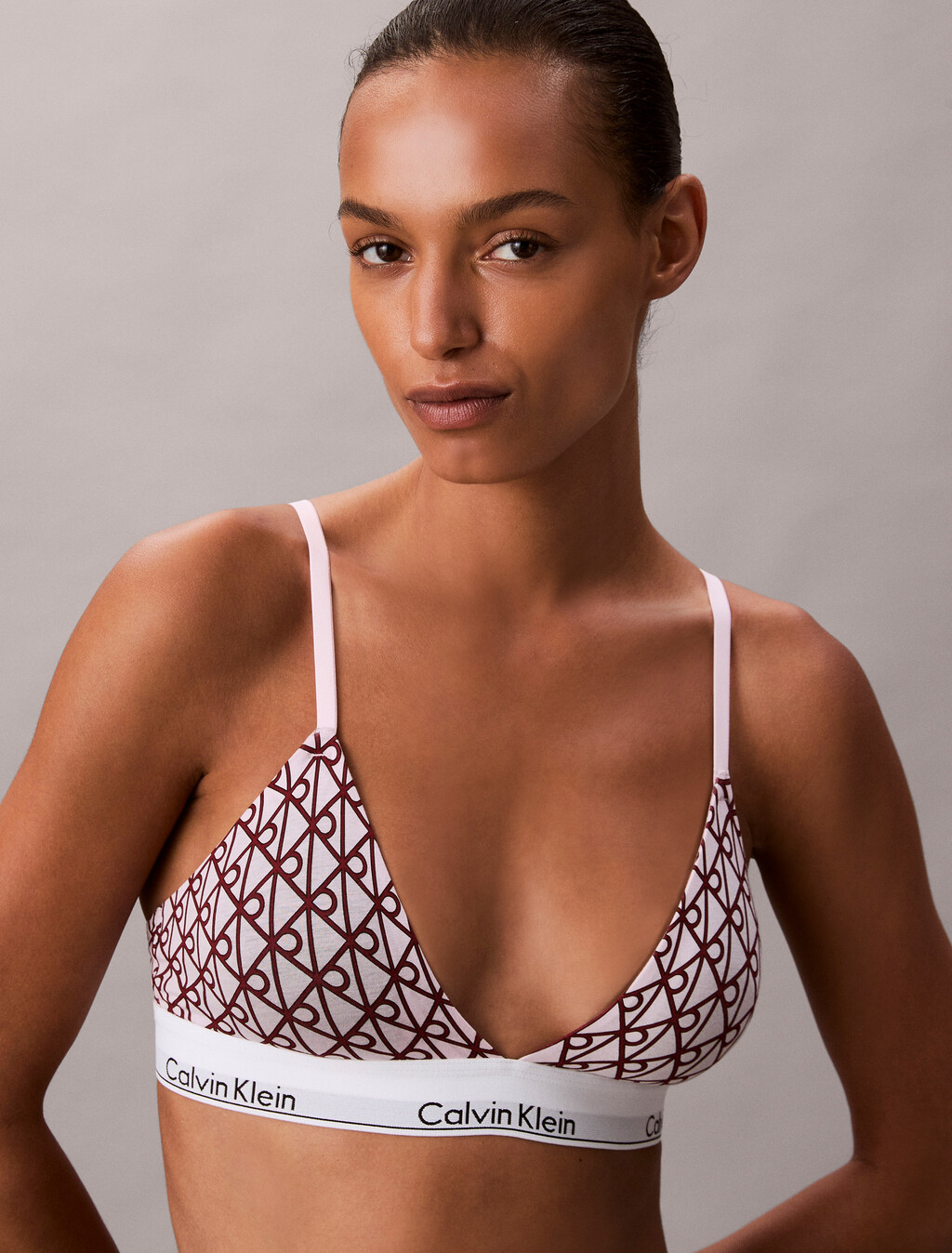 Lightly Lined Triangle Bralette - Icon Cotton Modal, BIJOU MODERN EMBLEM OUTLINE+SPRING LILAC, hi-res