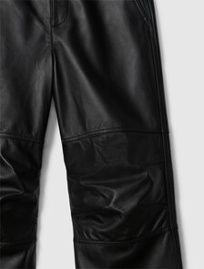 Leather Wide Leg Chinos, Black, hi-res