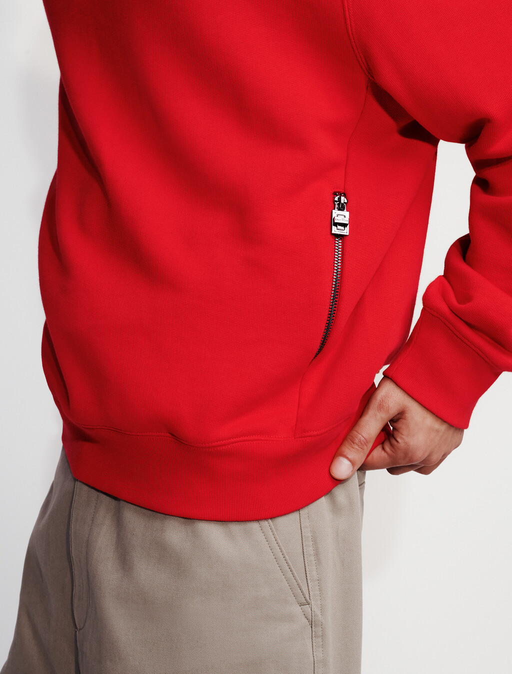 Lux Terry Crewneck Sweatshirt, Pantone Red, hi-res