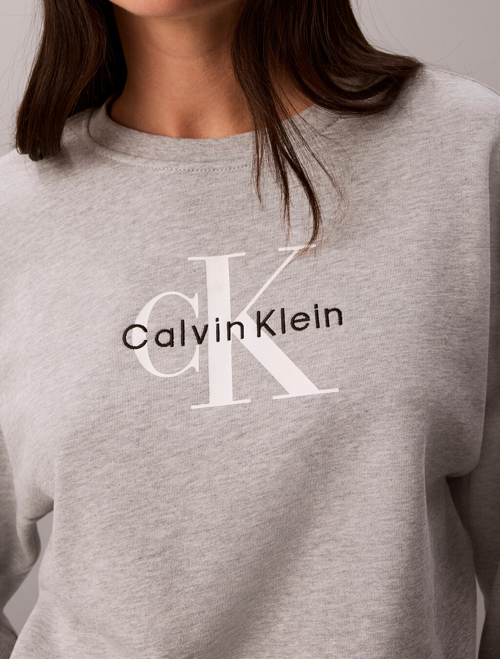 Cropped Monogram Sweatshirt, Heroic Grey Heather, hi-res