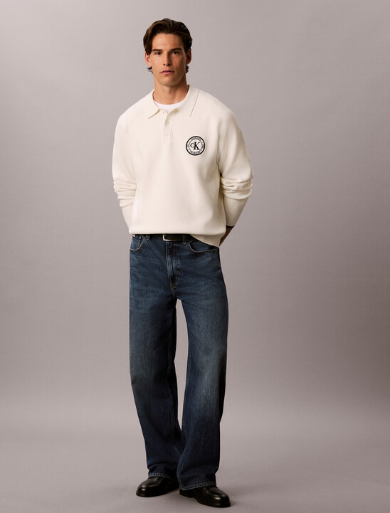 Cotton Knit Varsity Polo Jumper